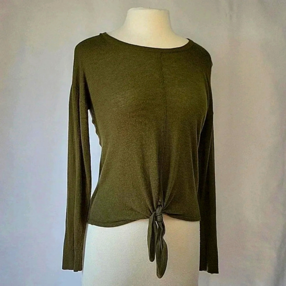 Madewell Tie Waist Sweater Dark Sage Green Size Small
